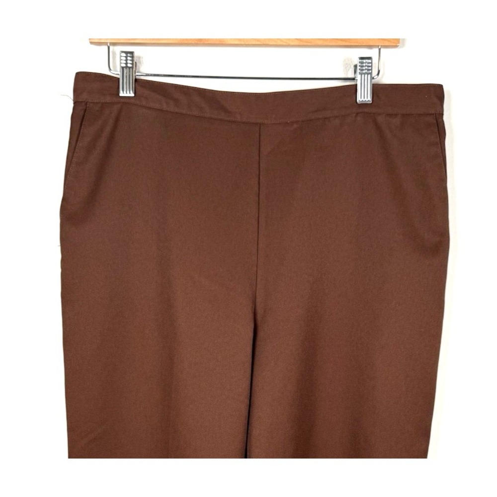 Alfred Dunner Pants 16P Petite Brown Elastic Waist Straight Leg Base Capsule - Picture 2 of 8